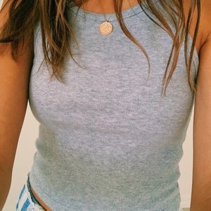 brandy melville tie grey top!!